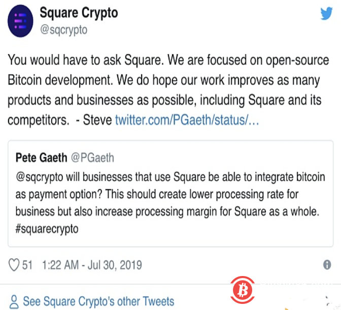 推特CEO的支付公司Square：比特币就是最好的 为什么还要发币？
