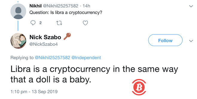 智能合约之父尼克·萨博：将Libra称为“加密货币”犹如把“洋娃娃”当做真正“婴儿”