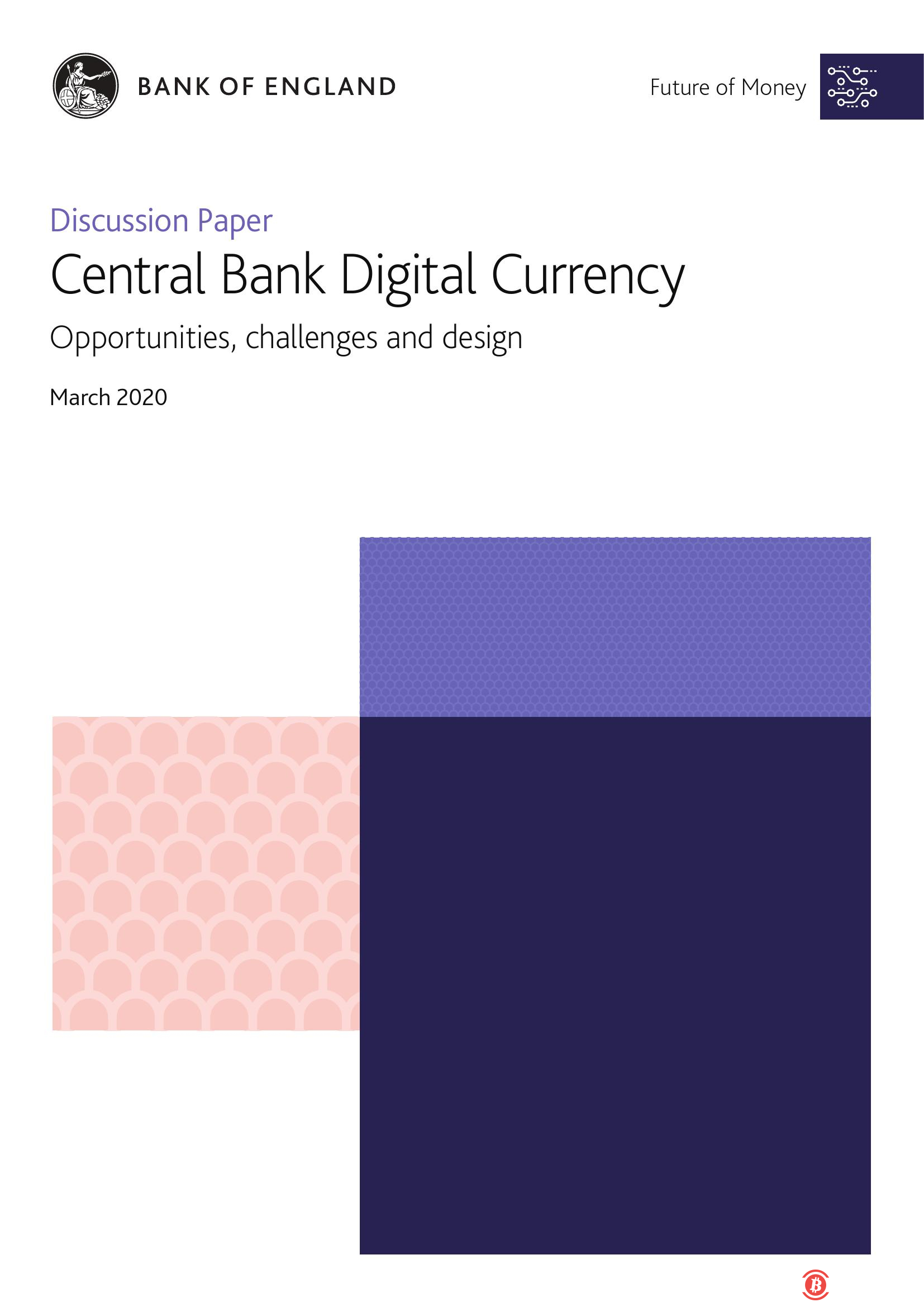 英格兰银行：2020英国央行数字货币（CBDC）研究报告