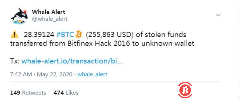 2016年BITFINEX黑客事件中的被盗比特币出现移动：黑客要变现吗？