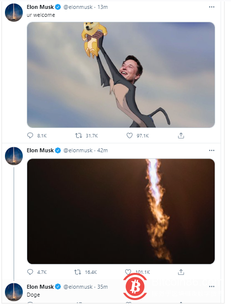 Elon Musk推特再次提及狗狗币 