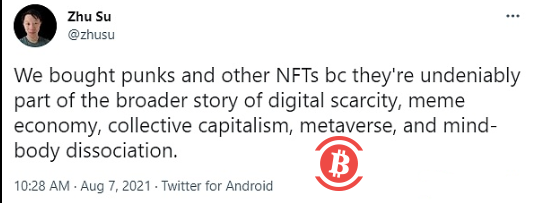 三箭资本CEO：已购买CryptoPunk等NFT 