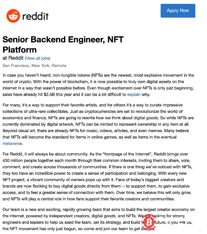 Reddit正准备开发NFT平台 