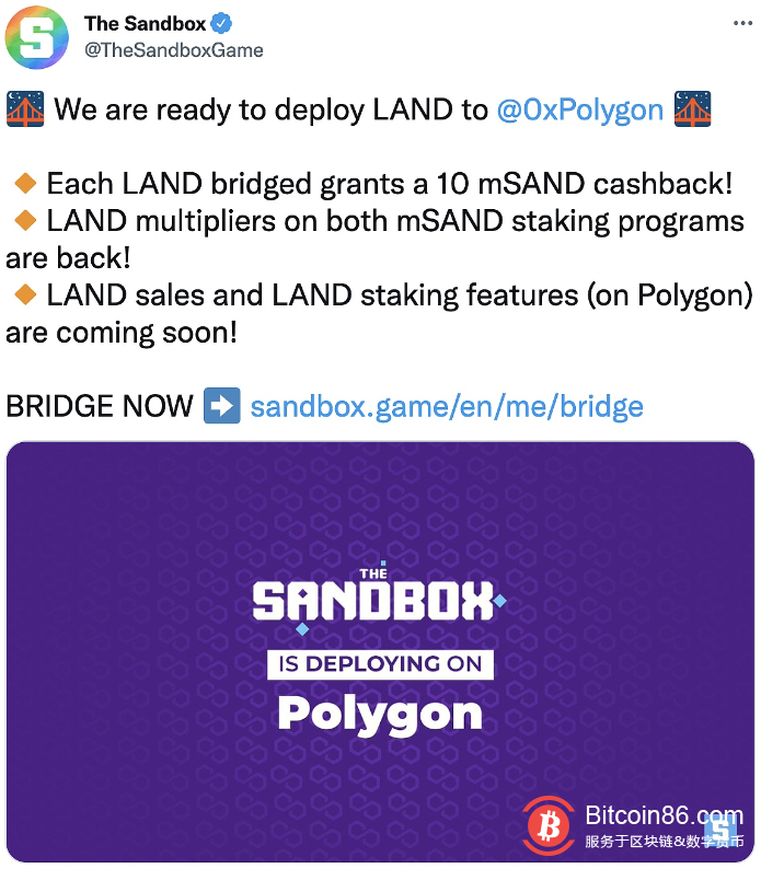 The Sandbox计划将LAND部署到Polygon 